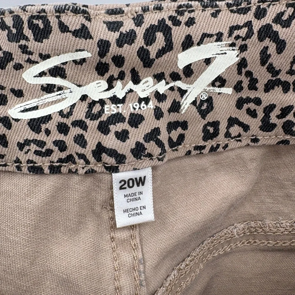 Seven7 Womens Tummyless High Rise Skinny Jeans Leopard Print Tan Black 20W‎ NEW